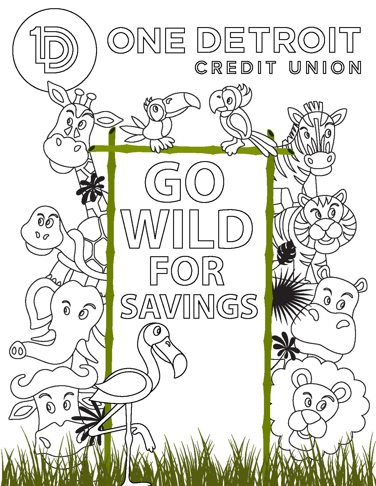 go wild for savings coloring page